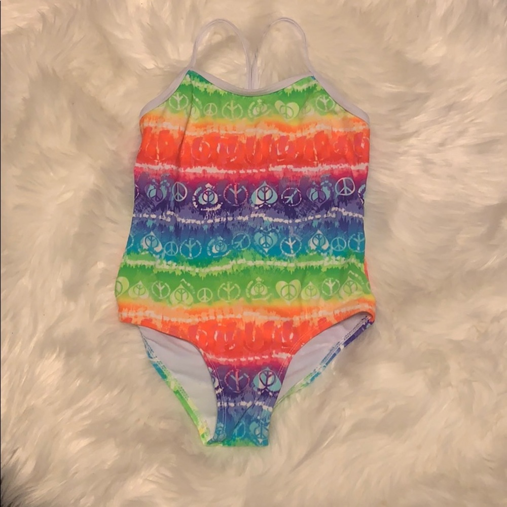 multicolored girls 6X One Piece Bathing Suit